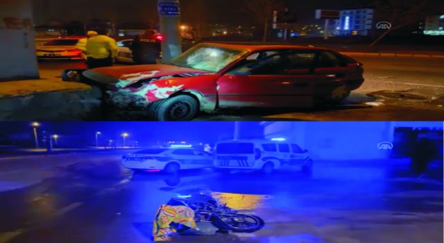 Otomobille Motosikletin Çarpışması Sonucu 2 Kişi Yaralandı
