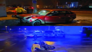 Otomobille Motosikletin Çarpışması Sonucu 2 Kişi Yaralandı