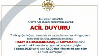 Valilikten Acil Ulaşım Duyurusu