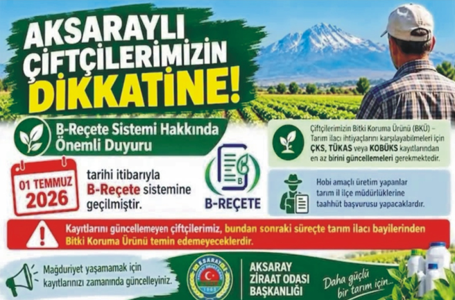 Ziraat Odasından B-Reçete Uyarısı