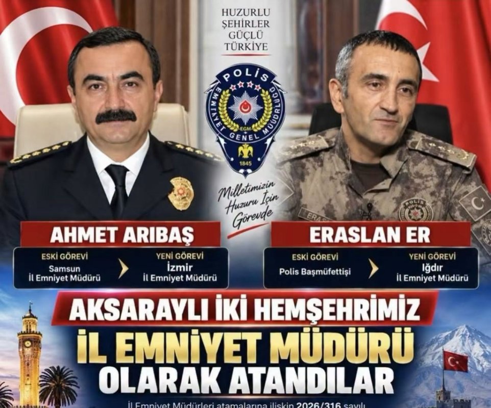 Iğdır ve İzmir Aksaraylı Müdürlere Emanet